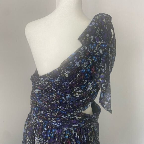 Mac Duggal One Shoulder Floral Cut Out Black Blue Gown 12 - Picture 12 of 16